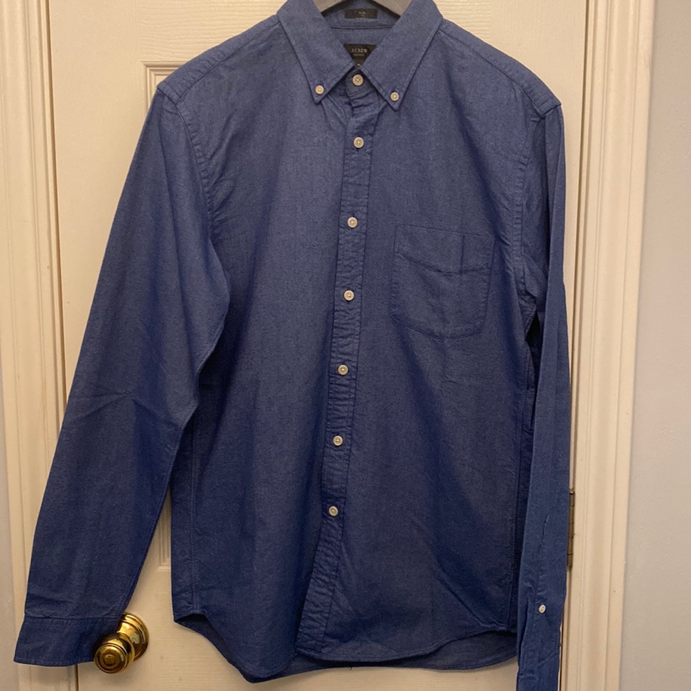 JCrew Men’s Navy Cotton Poplin Button Down